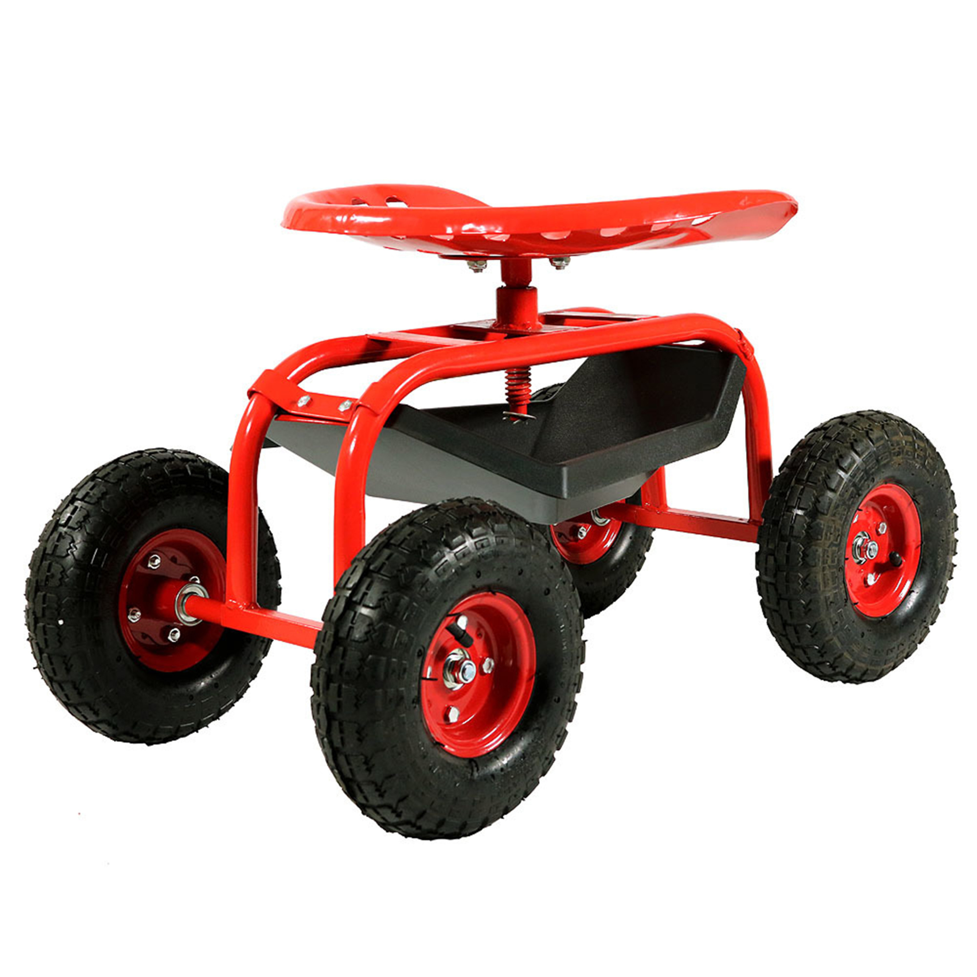 Sunnydaze Decor, Rolling Garden Cart with Seat Tray - Red, Load Capacity 300 lb, Model# QH-RC977-RD